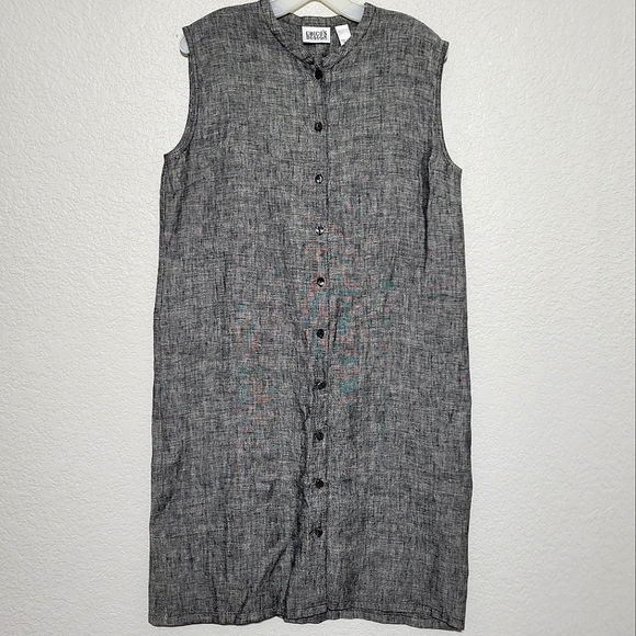 Chico's Dresses & Skirts - Chico's Y2K linen sleeveless button front sheath dress lagenlook minimalist